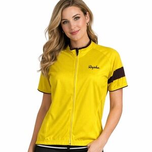 Rapha Womens Core Cycling Jersey Medium Short Sleeve Full Zip Yellow Lightweight
